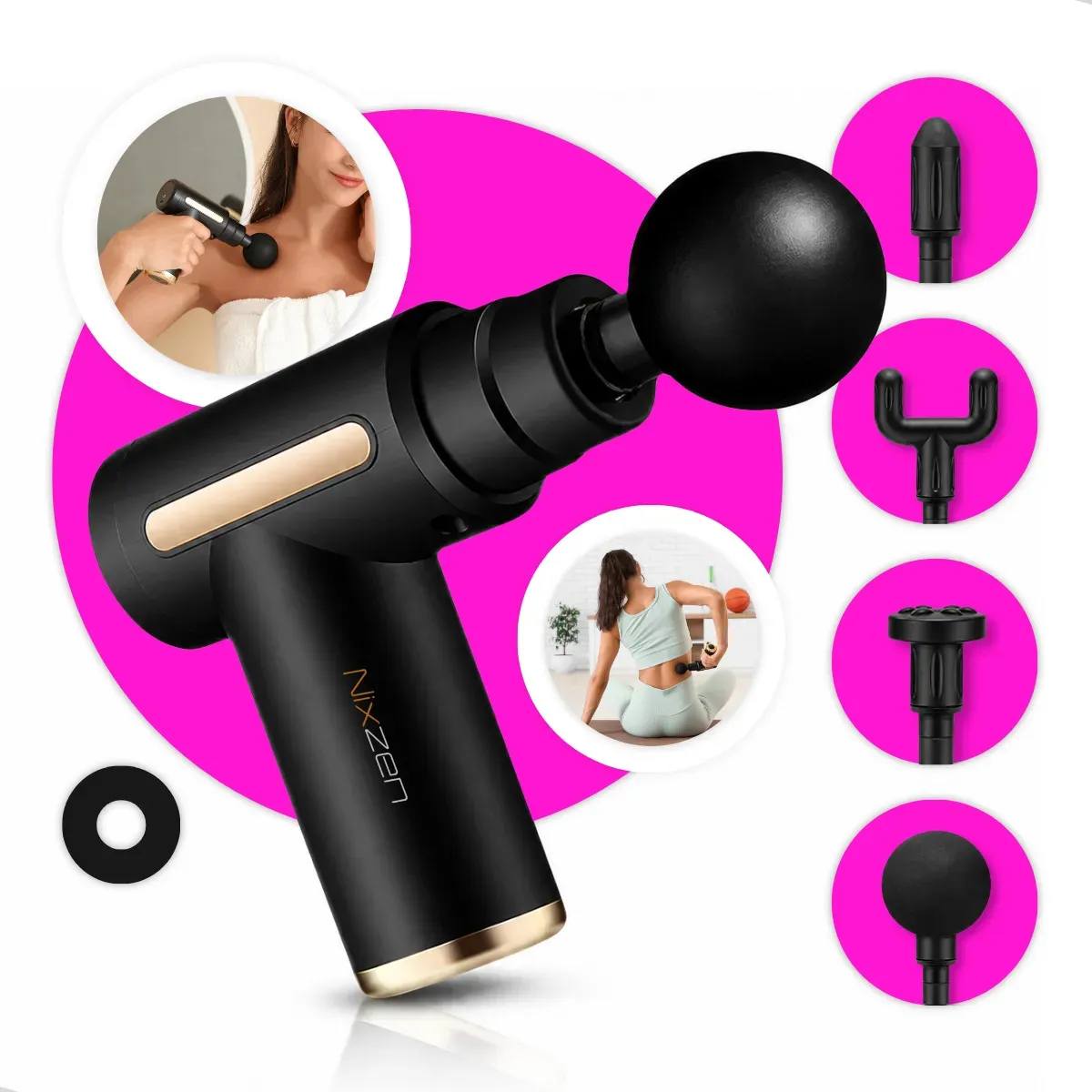 Massageador Muscular Pistola, Profissional, Portátil, 6 Velocidades 4 Cabeças de Massagem. Alívio de dores  e Relaxamento.