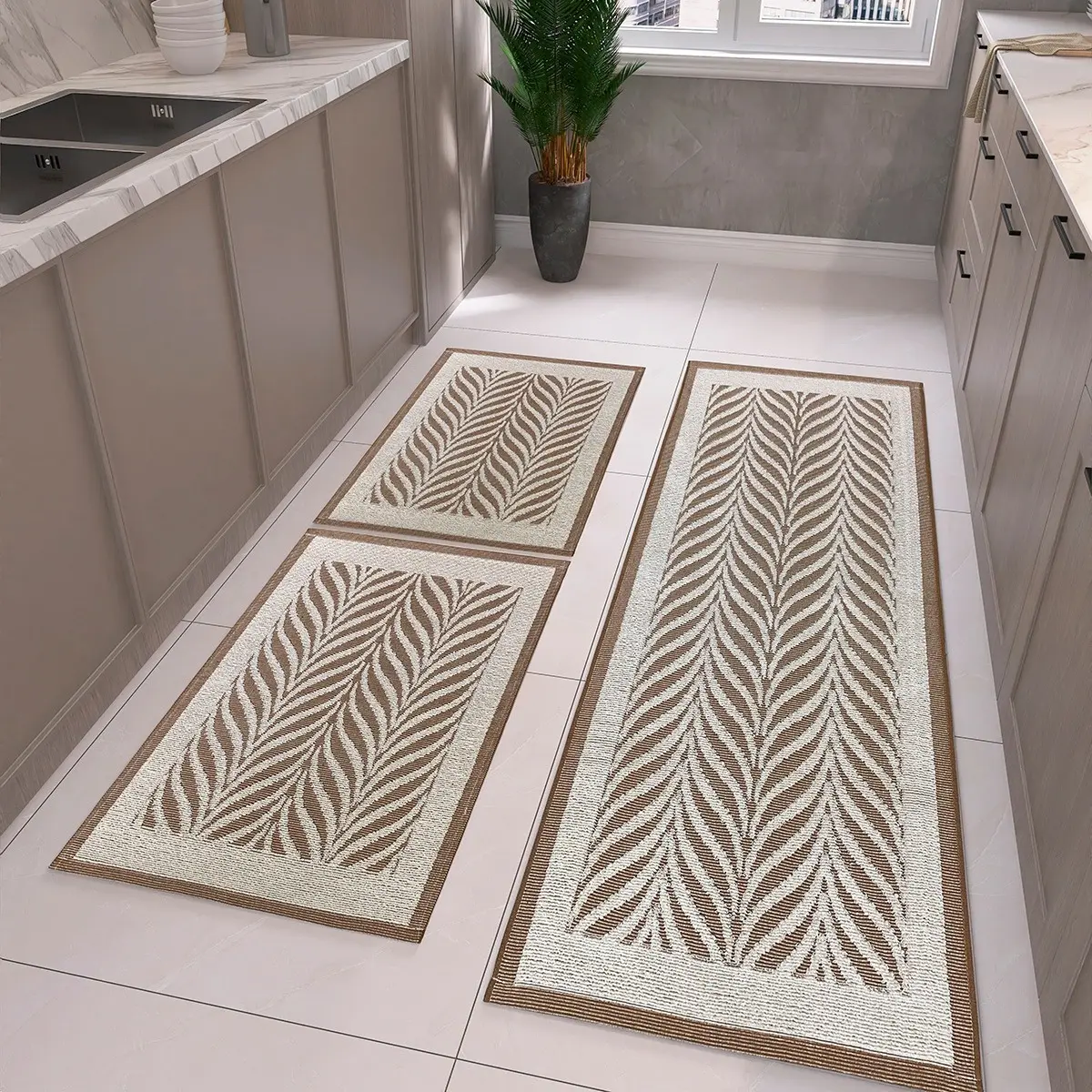 Tapetes e Passadeira 3 Peças Em Tear Para Cozinha Axia Luxo