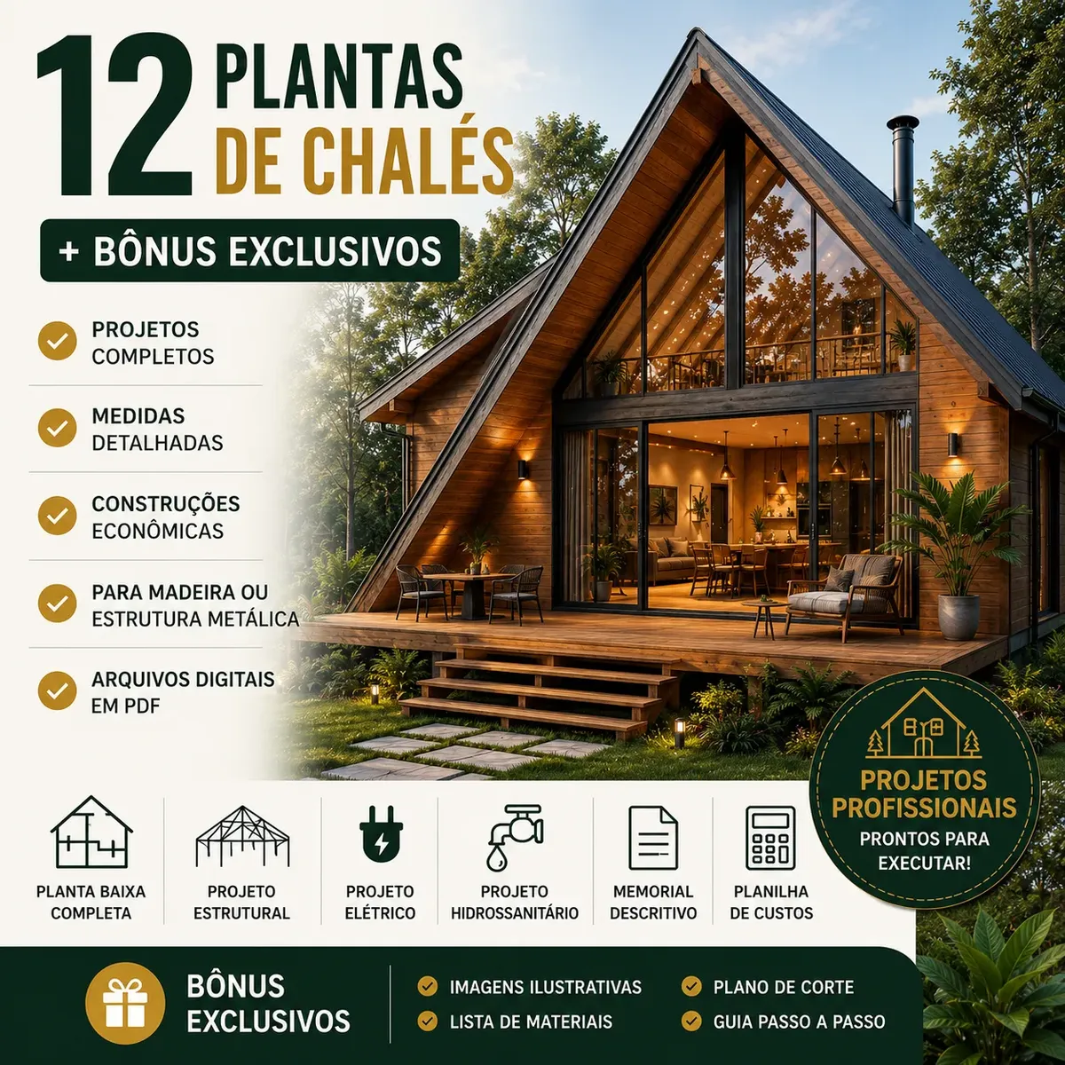 12 Projetos De Chalés + Guia + 100 Modelos De Chalés Inspira