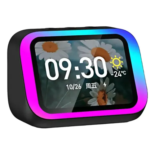 Assistente de Voz com IA, Caixa de Som Bluetooth com Iluminação RGB, Despertador, Tela LED