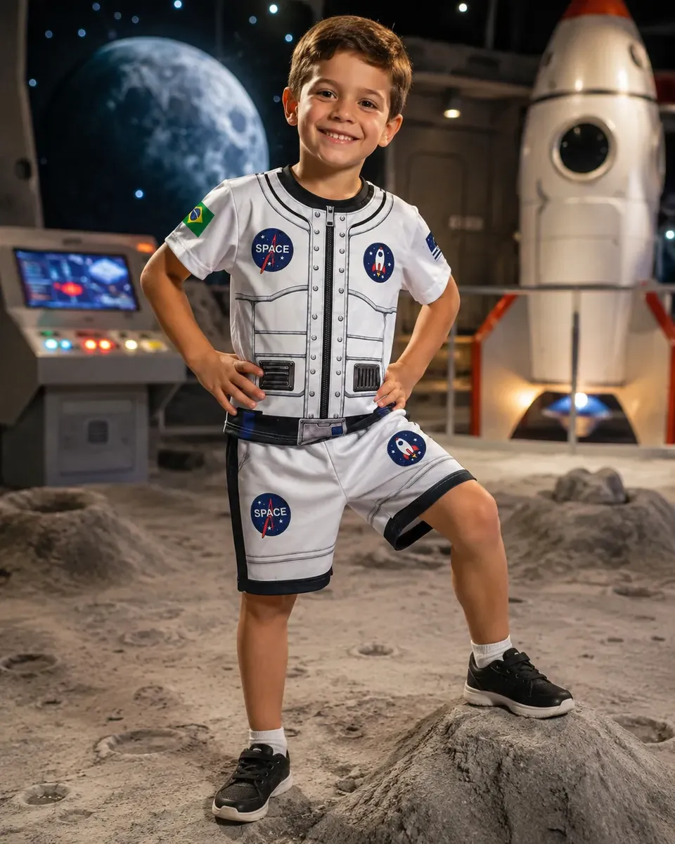 Fantasia Astronauta Infantil Menino Traje Espacial shorts