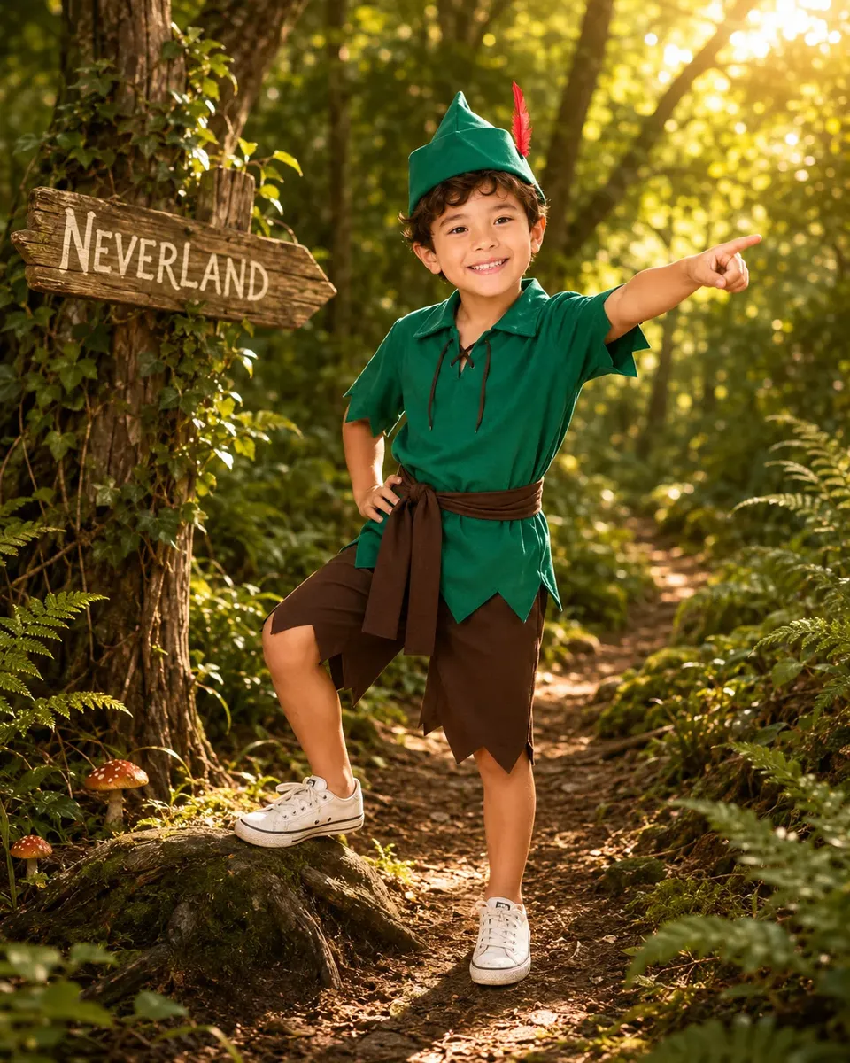 Fantasia Peter Pan Infantil Folclore Festa Escolar C/ Chapéu
