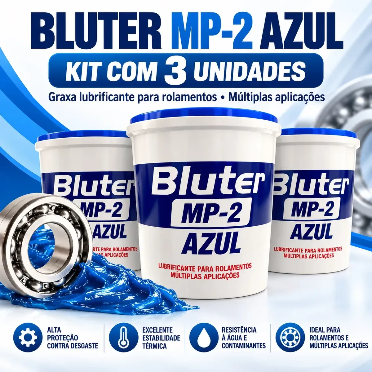 Graxa Azul Para Rolamento Mp2 Litio Bluter P.gota 175° Kit3 Adicionar aos favoritos R$ 137,20