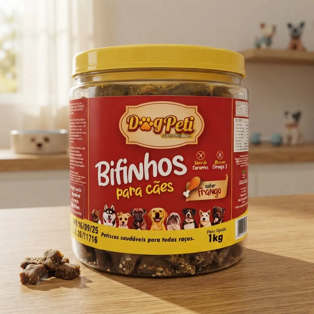 Bifinho Dogpeti 1kg Petisco Super Premium Sabor Frango Cão