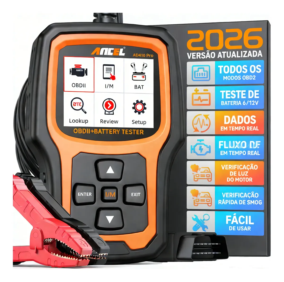 Scanner Automotivo Portugues Ancel Ad410pro E Testar Bateria
