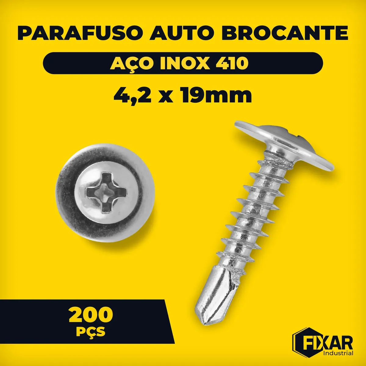 Parafuso Auto Brocante Flangeado 4,2x19mm Inox 200 Peças