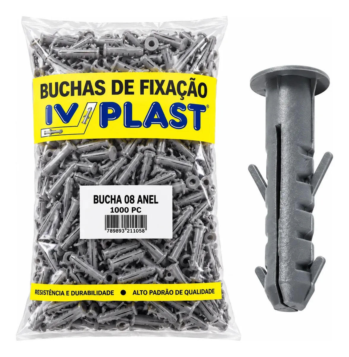 Bucha Sem Parafuso Com Aba Anel 8mm C/ 1000 Peças Ivplast