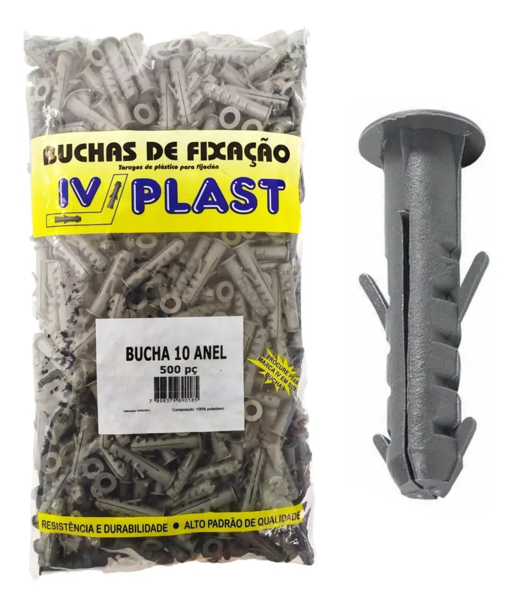 Bucha Sem Parafuso Com Aba Anel 10mm C/ 500 Peças Ivplast