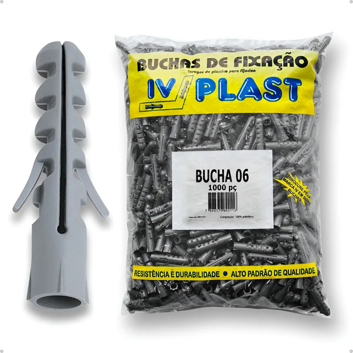 Bucha 6mm Sem Anel Sem Parafuso Pacote 1000 Peças