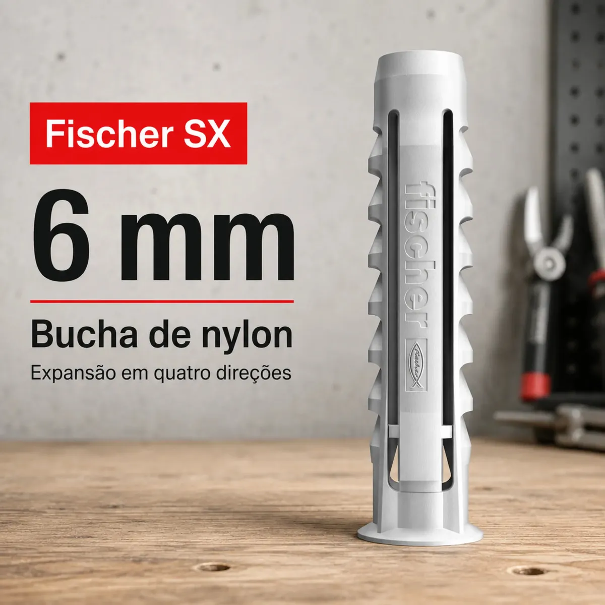 Kit 100un Bucha De Fixação Nylon Sx 6x30mm - Fischer