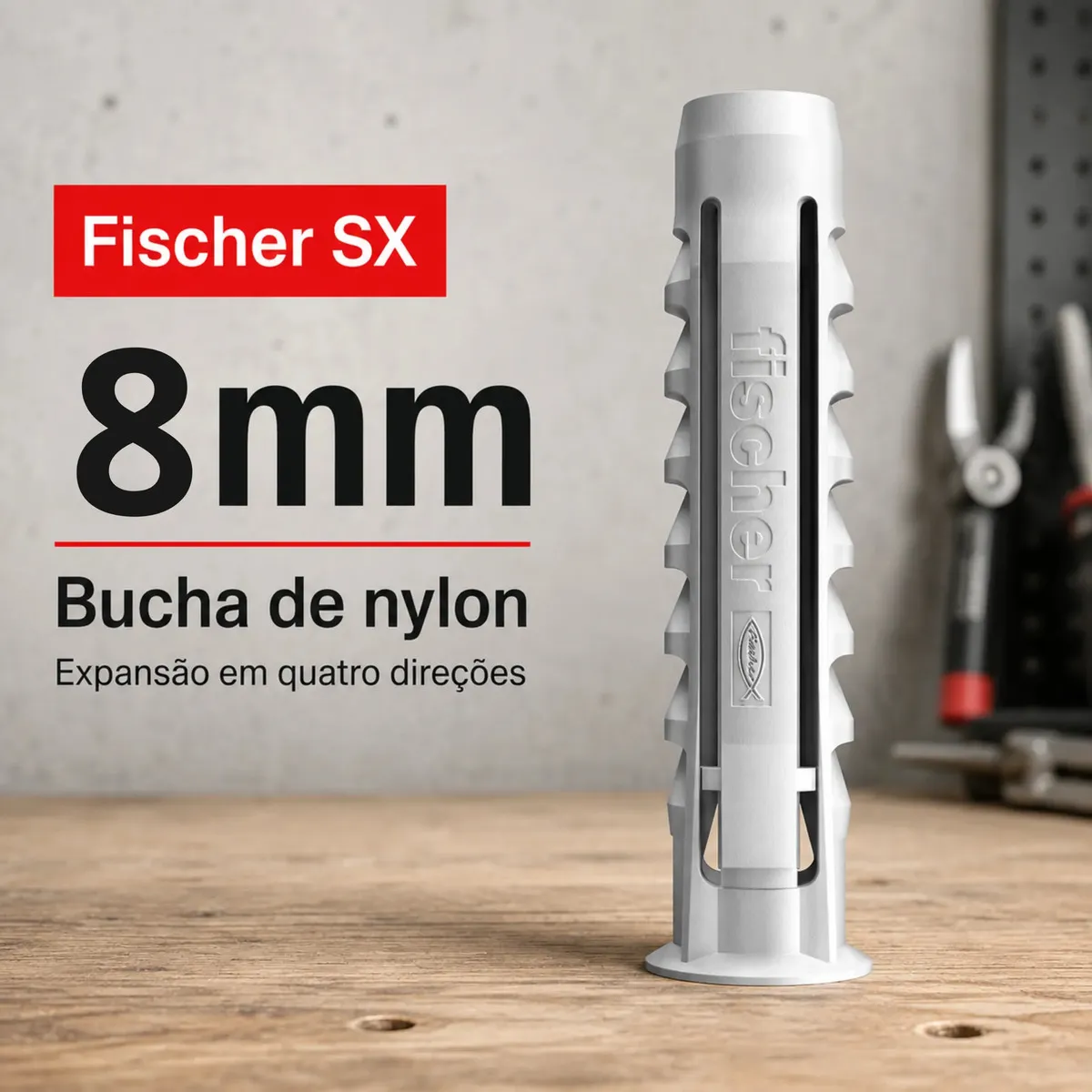 Kit 100un Bucha De Fixação Nylon Sx 8x40mm - Fischer