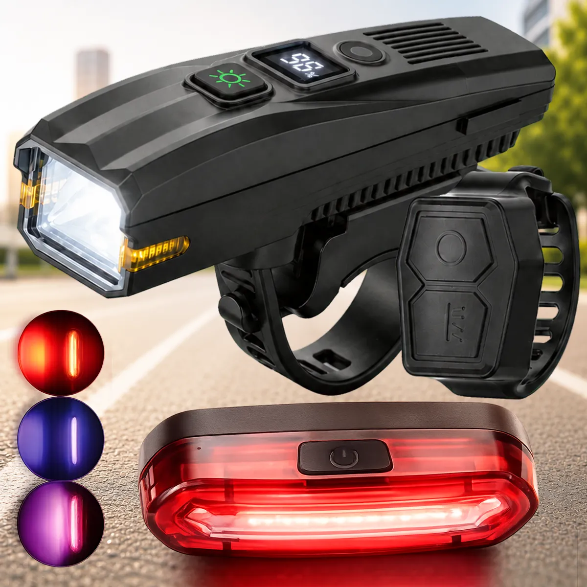 Farol Bike Lanterna Bicicleta Buzina Sinalizador Traseiro