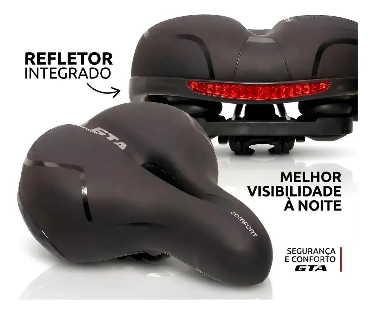 Banco Selim Bike Macio Largo Confortável C/ Mola E Refletor