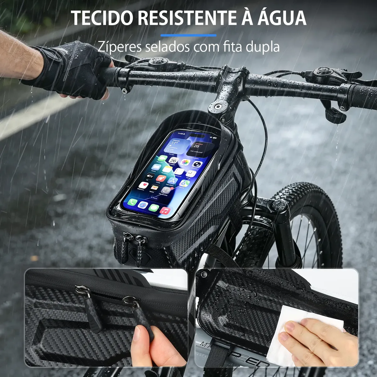 Bolsa Quadro Bicicletal 2.4lprova Suporte Celular Bike Preto