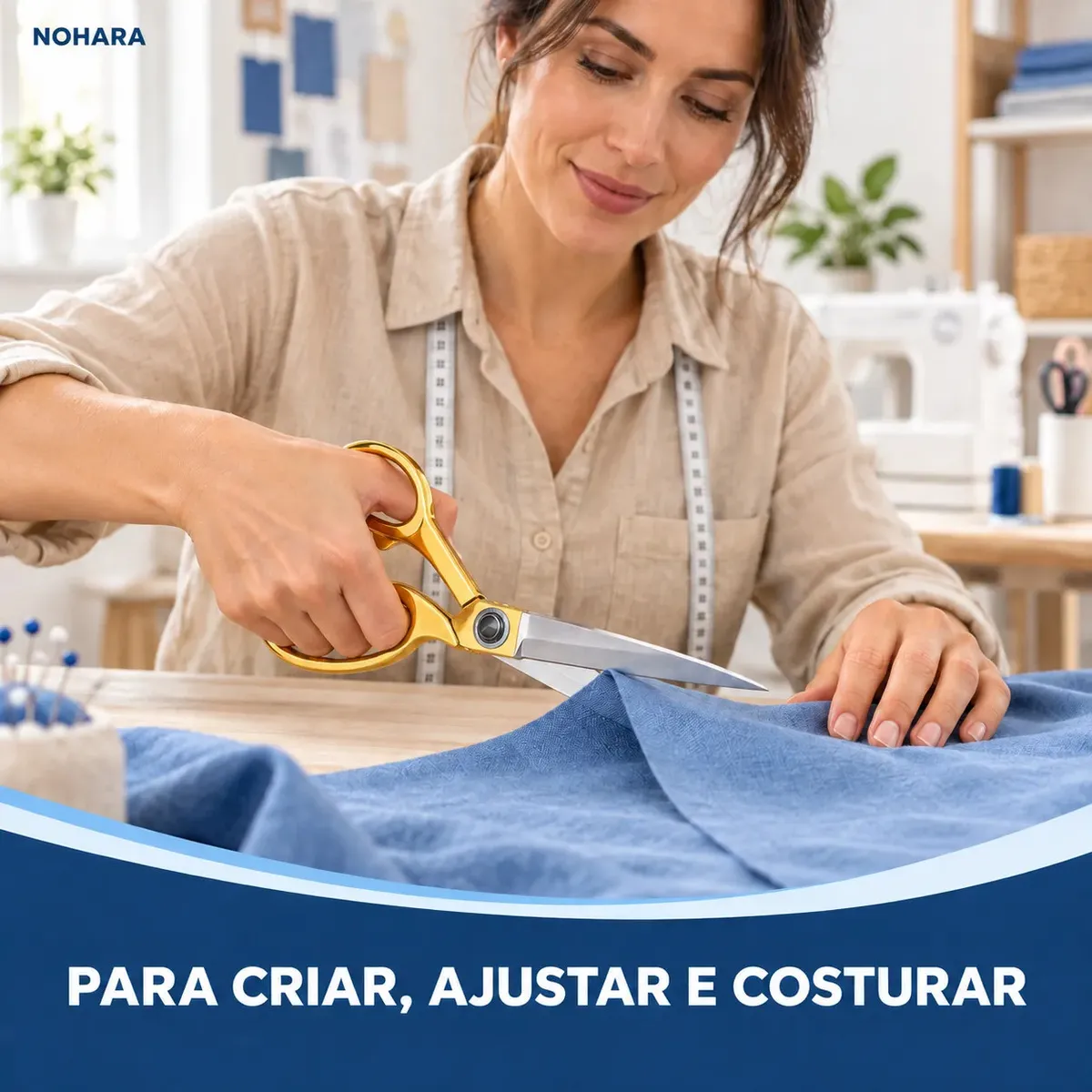 Tesoura Alfaiate Profissional Aço Inox Dourada para Costura 26.5cm Nohara