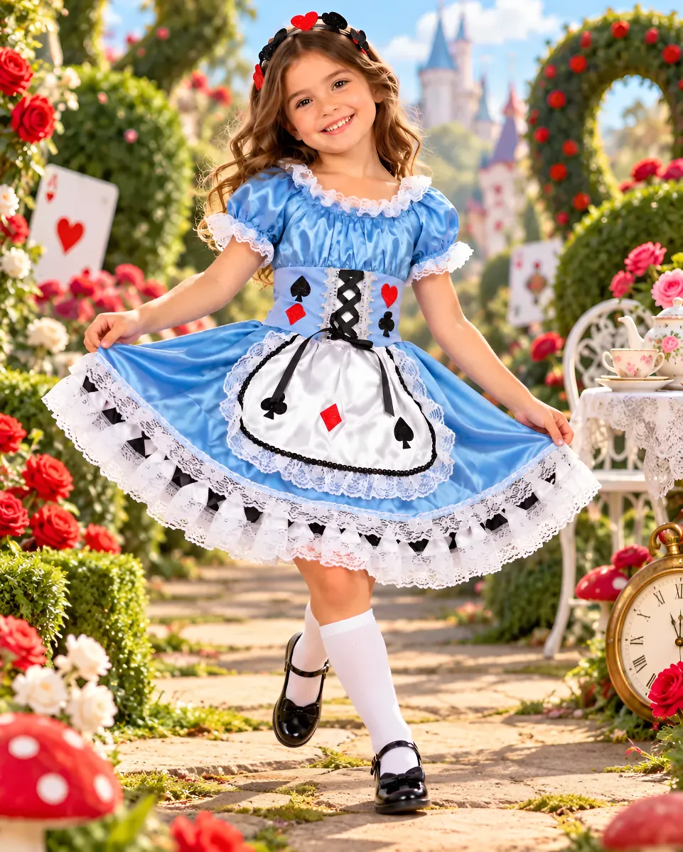 Fantasia Alice País Das Maravilhas Infantil Com Tiara
